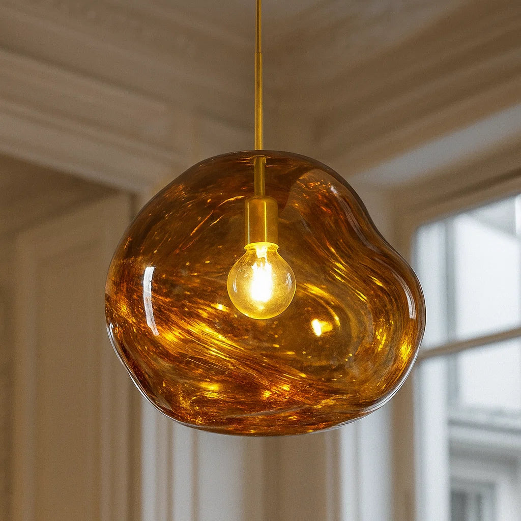 Melted effect coloured glass ceiling Light