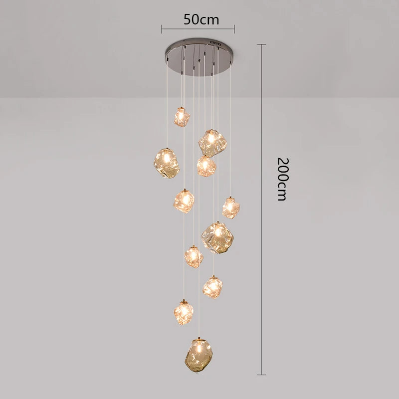 Modern Glass Cluster Chandelier – Nordic Pendant Staircase Ceiling Light
