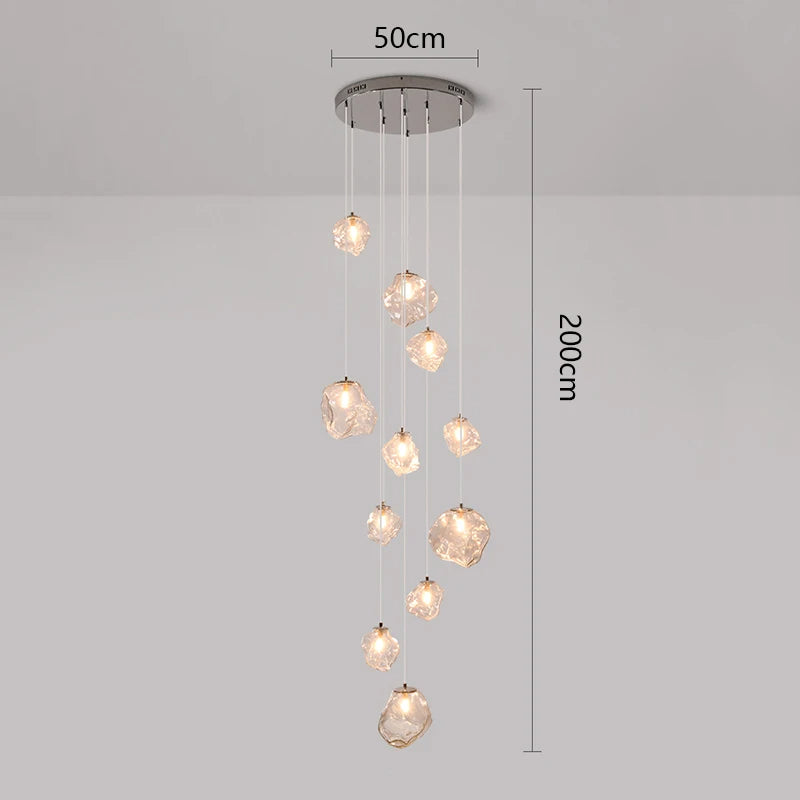 Modern Glass Cluster Chandelier – Nordic Pendant Staircase Ceiling Light