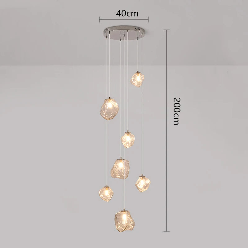 Modern Glass Cluster Chandelier – Nordic Pendant Staircase Ceiling Light